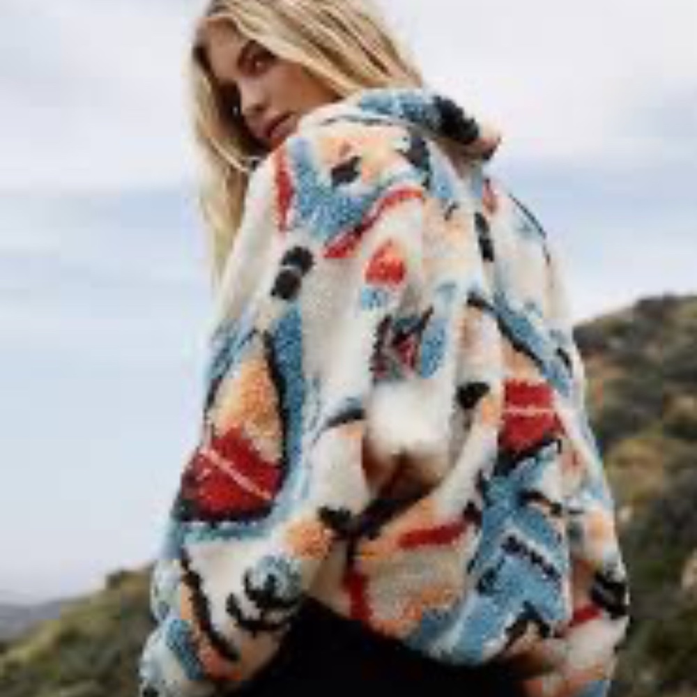 Free People Hit the Slopes Fleece Jacket in Multi Combo XS - Picture 10 of 10